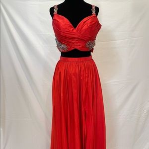 Sherri hill Red 2pc colorful beading